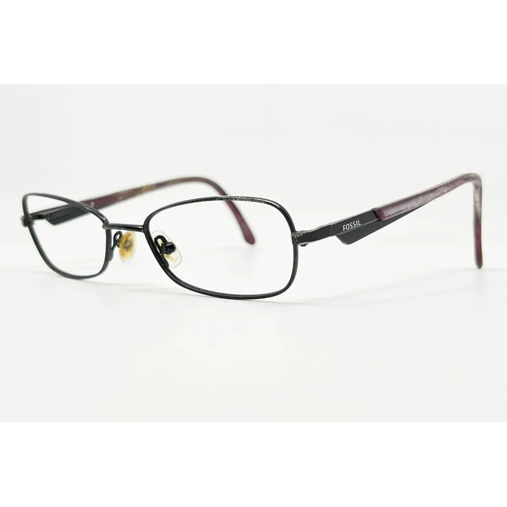 Fossil Eyeglasses Womens Black Purple Oval Metal Frames 50-17-135